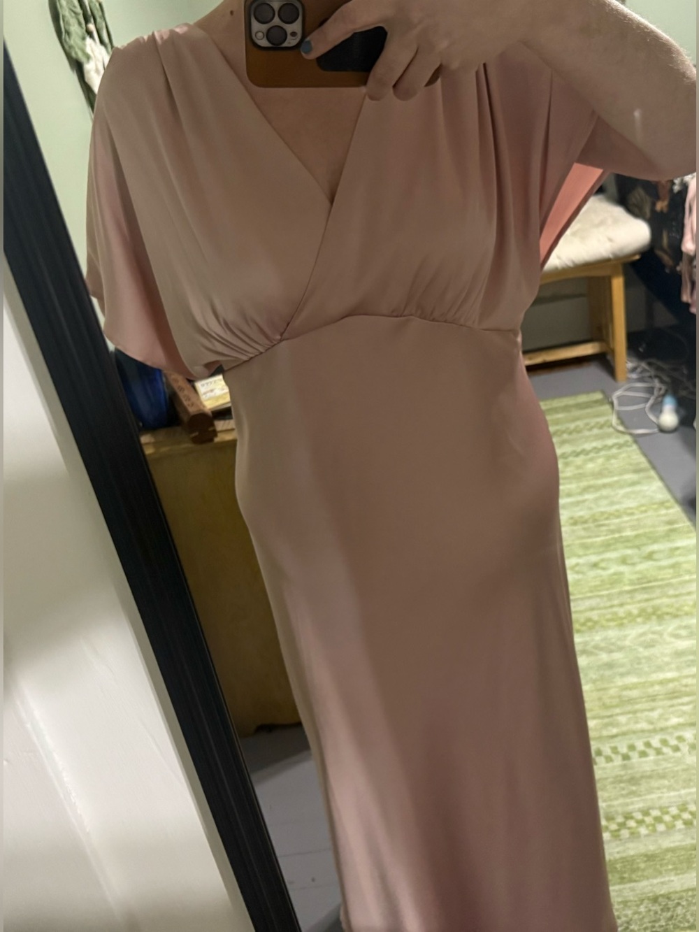 a. new day Blush Pink Satin Flutter Sleeve Maxi Dress 2X